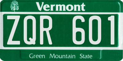 VT license plate ZQR601
