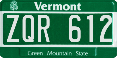 VT license plate ZQR612