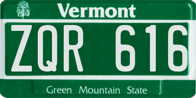 VT license plate ZQR616