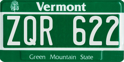 VT license plate ZQR622