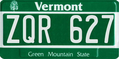 VT license plate ZQR627