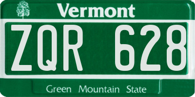 VT license plate ZQR628