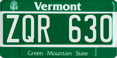 VT license plate ZQR630