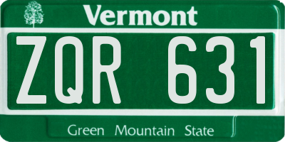 VT license plate ZQR631