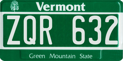 VT license plate ZQR632