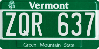 VT license plate ZQR637