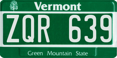 VT license plate ZQR639