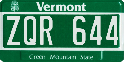 VT license plate ZQR644