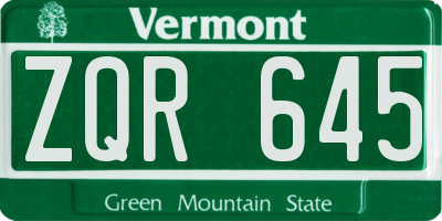 VT license plate ZQR645