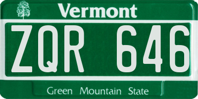 VT license plate ZQR646
