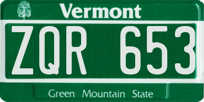 VT license plate ZQR653