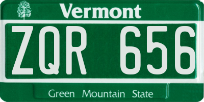 VT license plate ZQR656
