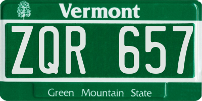 VT license plate ZQR657