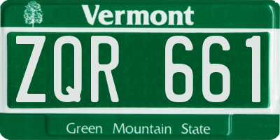 VT license plate ZQR661