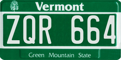 VT license plate ZQR664