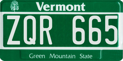VT license plate ZQR665