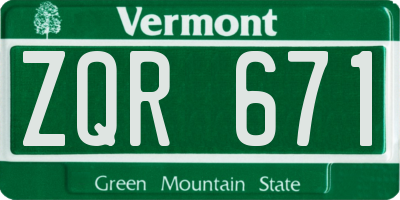 VT license plate ZQR671