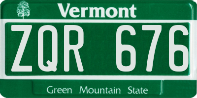VT license plate ZQR676