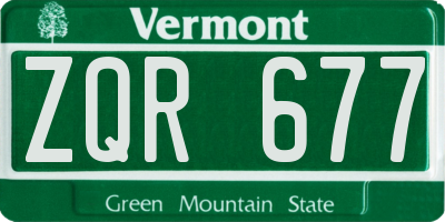 VT license plate ZQR677