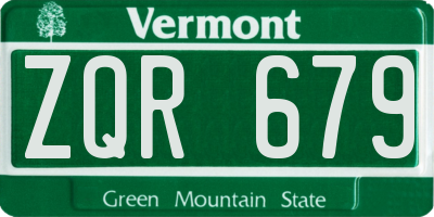 VT license plate ZQR679