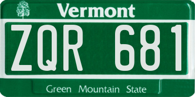 VT license plate ZQR681