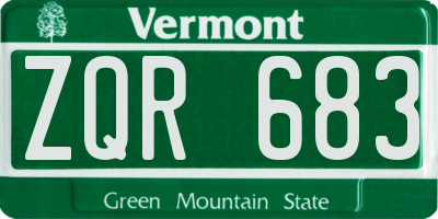 VT license plate ZQR683
