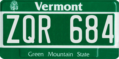 VT license plate ZQR684