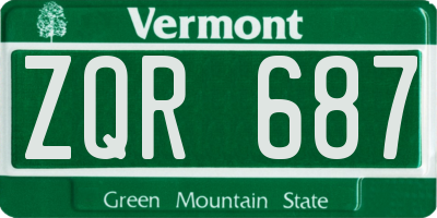 VT license plate ZQR687