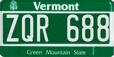 VT license plate ZQR688