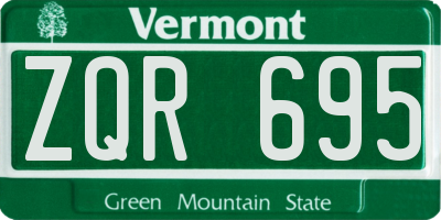 VT license plate ZQR695