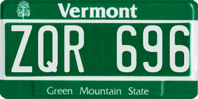 VT license plate ZQR696