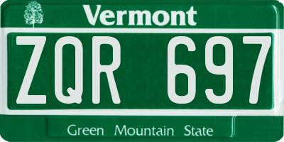 VT license plate ZQR697