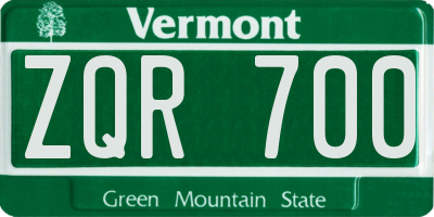 VT license plate ZQR700