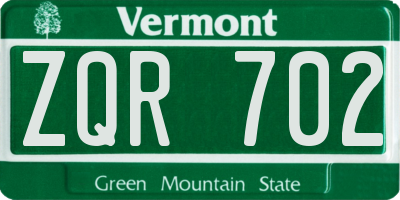 VT license plate ZQR702