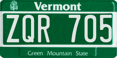 VT license plate ZQR705