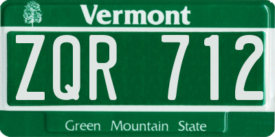 VT license plate ZQR712
