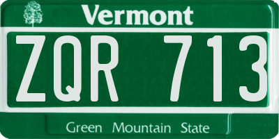 VT license plate ZQR713