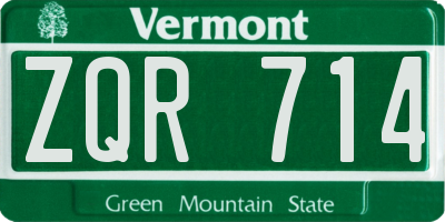 VT license plate ZQR714