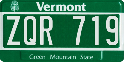 VT license plate ZQR719