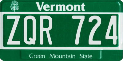 VT license plate ZQR724
