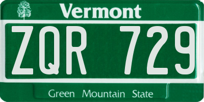VT license plate ZQR729