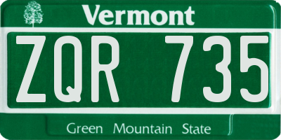 VT license plate ZQR735