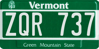 VT license plate ZQR737