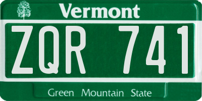VT license plate ZQR741