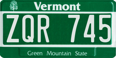 VT license plate ZQR745