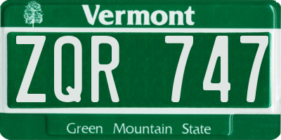 VT license plate ZQR747
