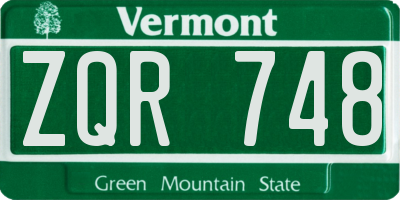 VT license plate ZQR748
