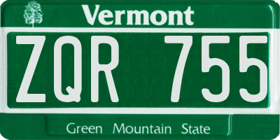 VT license plate ZQR755