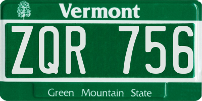 VT license plate ZQR756