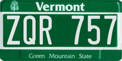 VT license plate ZQR757